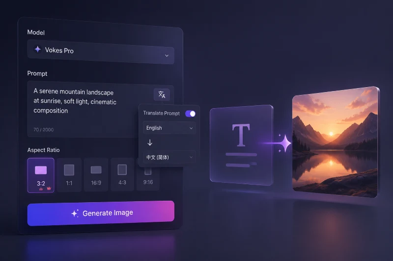 AI image generator prompt setup screen for selecting a model and entering text instructions