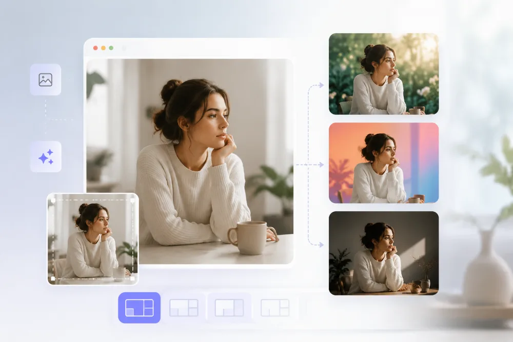 AI image to image workflow using a reference photo to remix composition and visual style