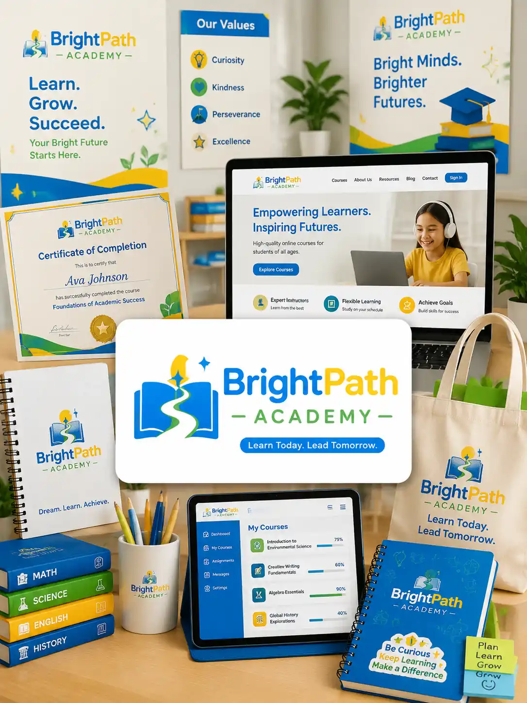 BrightPath education logo used on learning materials, devices, and classroom visuals