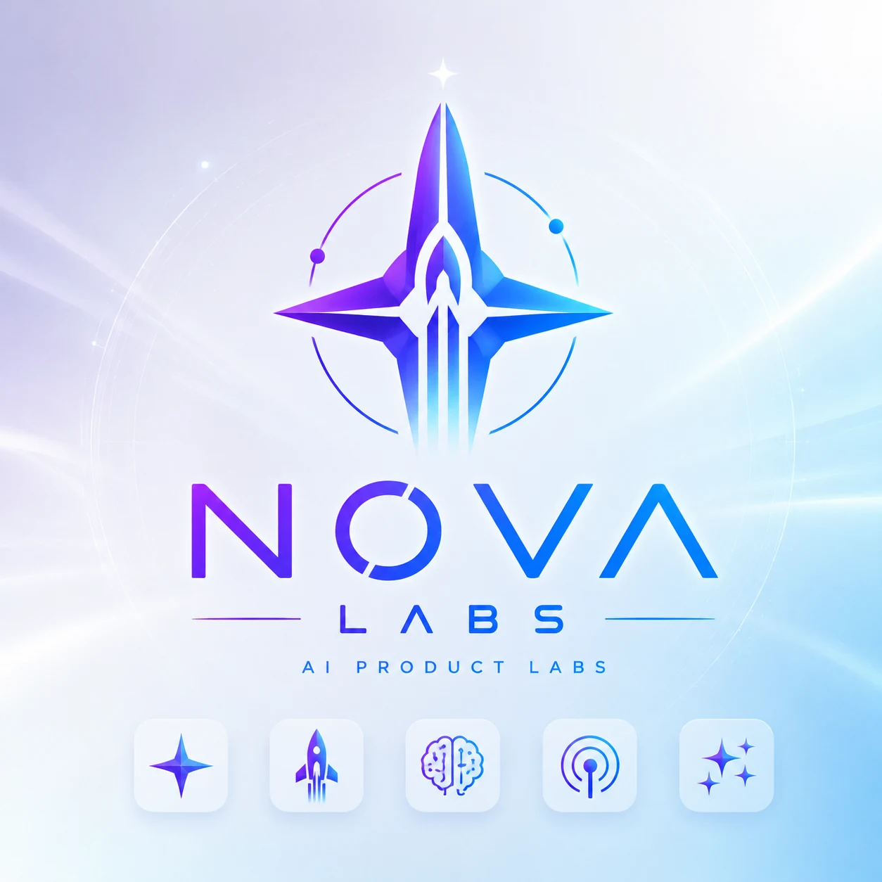 Nova Labs technology logo concept with a bright geometric star symbol