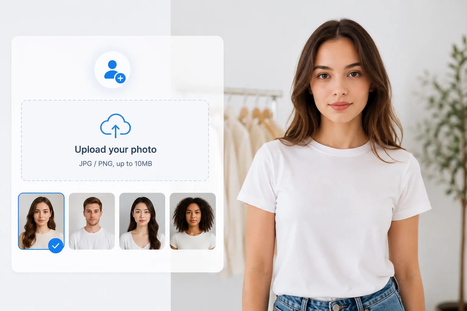 Model photo step showing the person input added to the try-on workflow