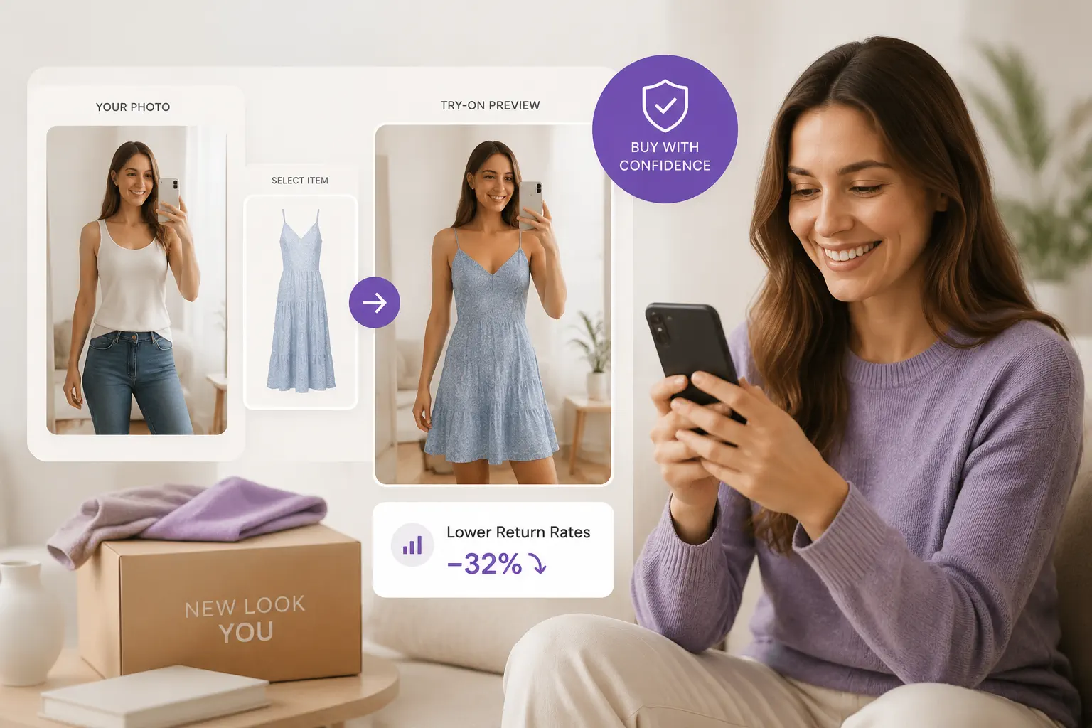 Personal photo virtual try-on preview helping shoppers compare clothing before checkout
