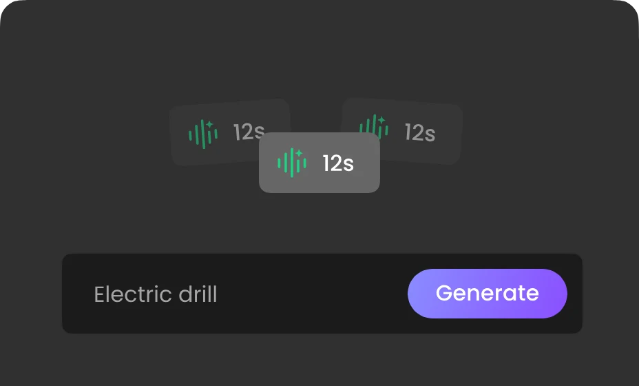 Voice generation card showing a named voice model ready to generate