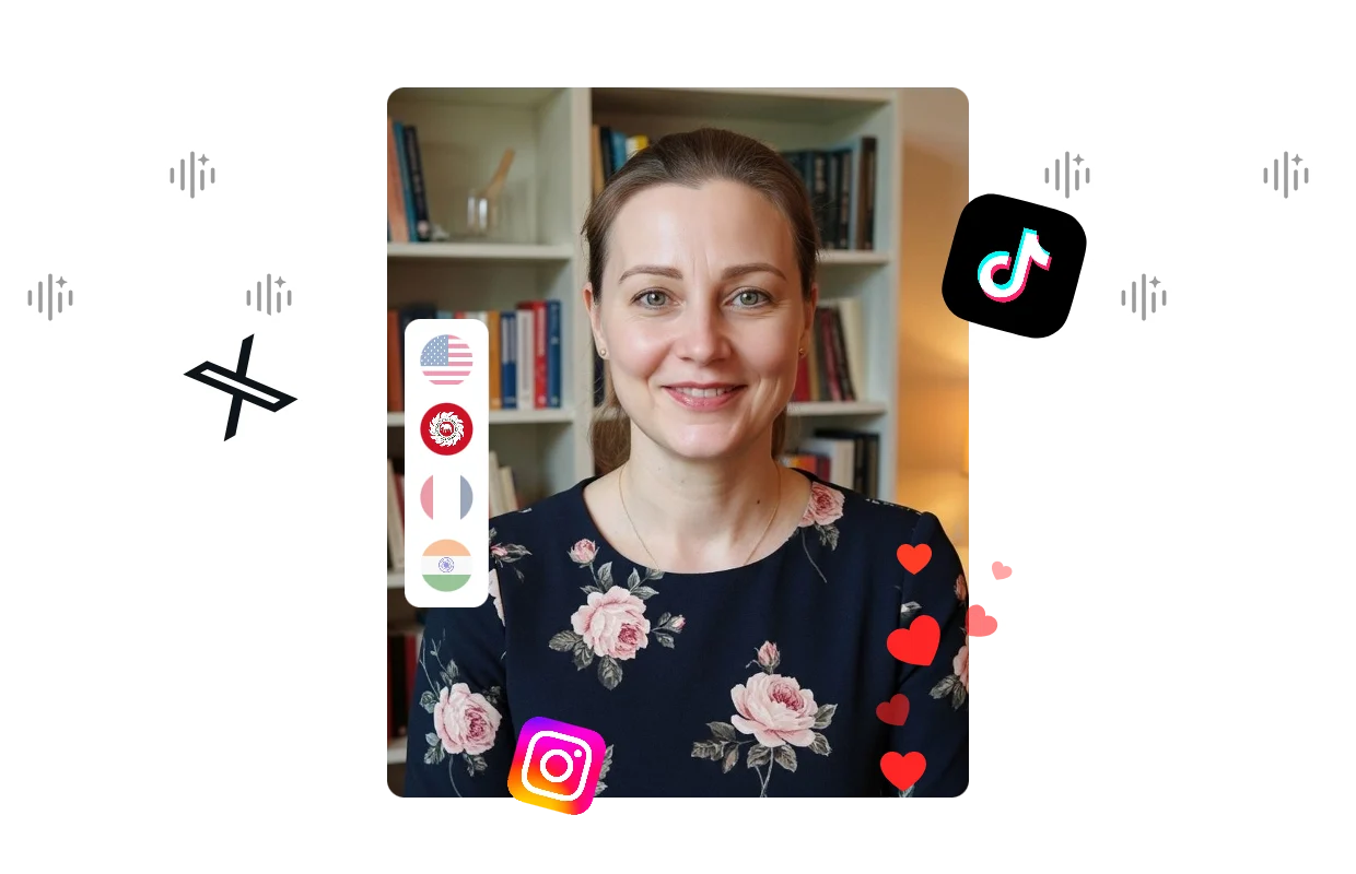 Video creator interface with presenter preview and commercial content reaction icons