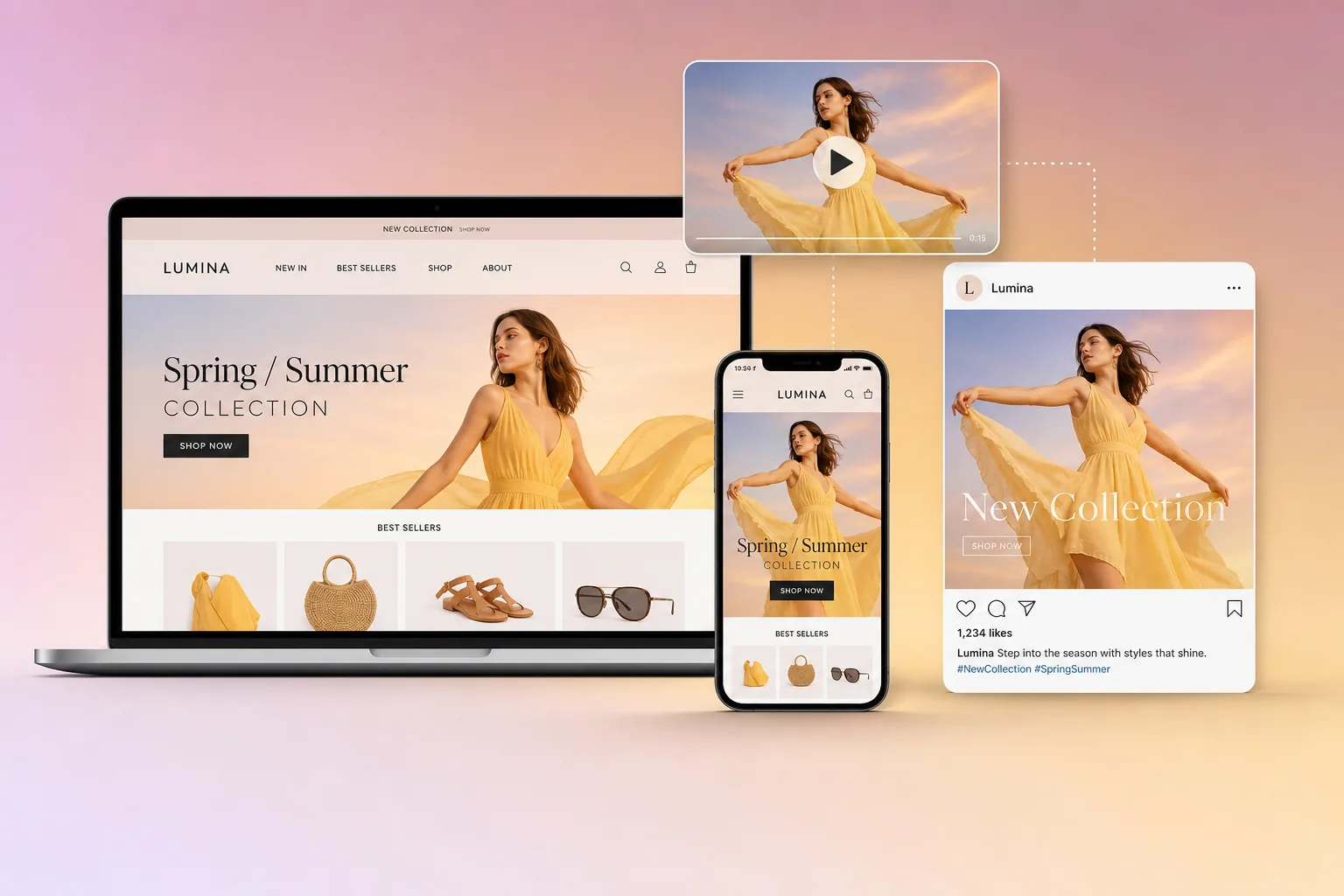 Ecommerce product video assets across desktop, mobile, and campaign formats