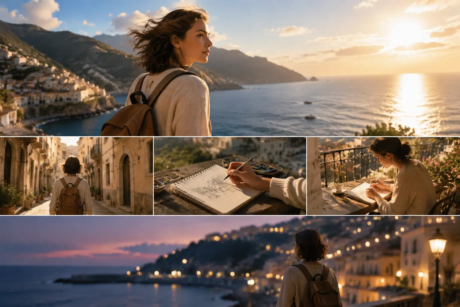 Short film scene sequence with cinematic travel and character-led frames
